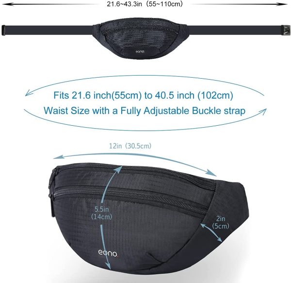 Amazon Brand - Eono Marsupio Sportivo con Doppia Tasca per Uomo, Donna Marsupio Leggero con Cinturino Regolabile per Passeggiate, Jogging, Escursionismo, Viaggi e Attivit?? All'aperto - immagine 6