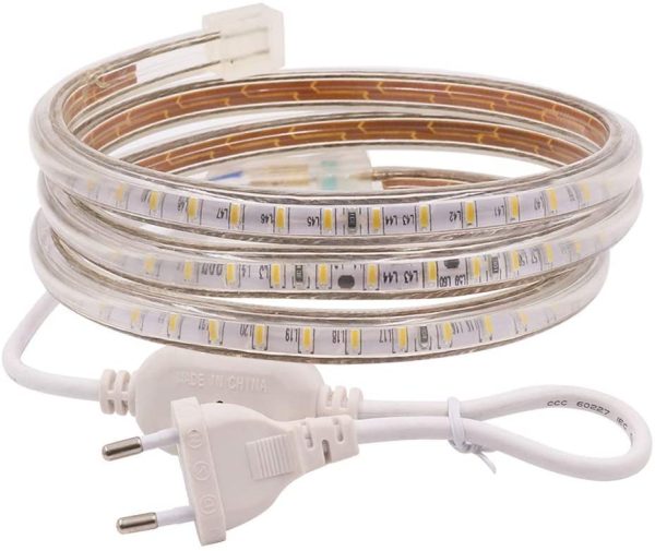 XUNATA Striscia LED, 1m, Luce Bianco Freddo, 220V SMD 3014, 120 LEDs/m, IP67 Impermeabile, Flessibile Striscia a LED Moderno per Cucina Scala Soffitto Tetto - immagine 2