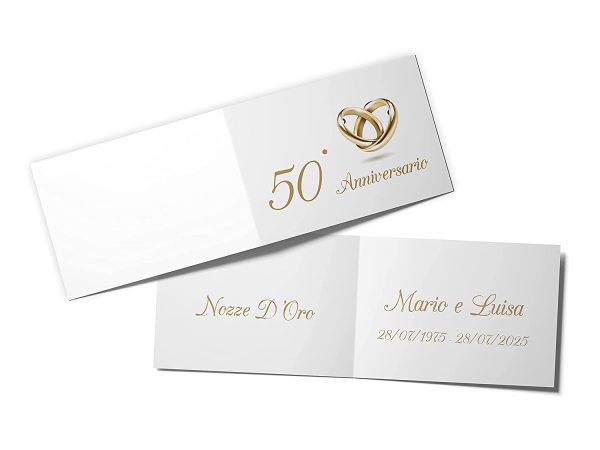 110 PZ Bigliettini Bomboniera 50?? Anniversario Matrimonio Nozze d'Oro 50 Anni Matrimonio - immagine 2