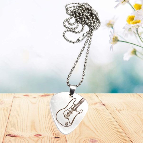 SUPVOX Collana con plettro in metallo Collana con motivo musicale in chitarre di perle Collana con ciondolo personalizzato - immagine 5