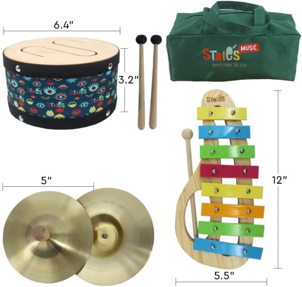 Stoie's Beats from The East - Set Musicale in Legno per Bambini ?C Strumenti Giocattolo internazionali con Borsa ?C promuove creativit??, cooperazione e Legame familiare ?C Costruzione sicura per Bambini - immagine 2