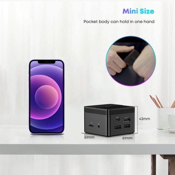 Mini PC  Larkbox Pro Windows 10, 6 GB RAM+128 GB ROM, Mini Computer Desktop Celeron J4125 Fino a 2,7GHz, WiFi 2.4G/5G, Supporta l'Espansione del SSD, BT5.1/HDMI/Tipo C - immagine 5