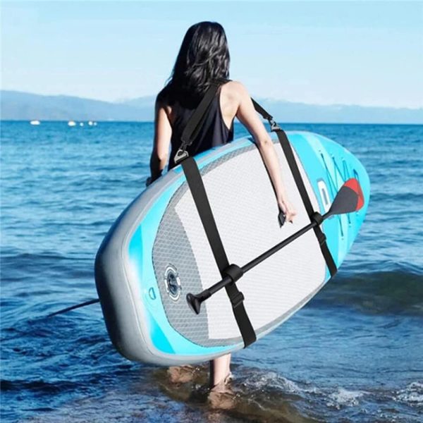 SacJkt Tracolla per Tavola da Surf, Cinghia per Tracolla SUP, Cinturino in Nylon Regolabile per Kayak, Tavola da Surf, SUP (Nero) - immagine 3