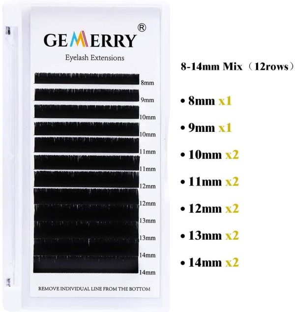 Extension Ciglia Tecnica del Volume Russo 0,03mm C Curl Mix 8-14mm 2D 3D 4D 5D 6D 8D 10D Seta Naturale Ciuffi Ciglia Individuali per Salone Professionale di GEMERRY (0.03-C curl-Mix) - immagine 7