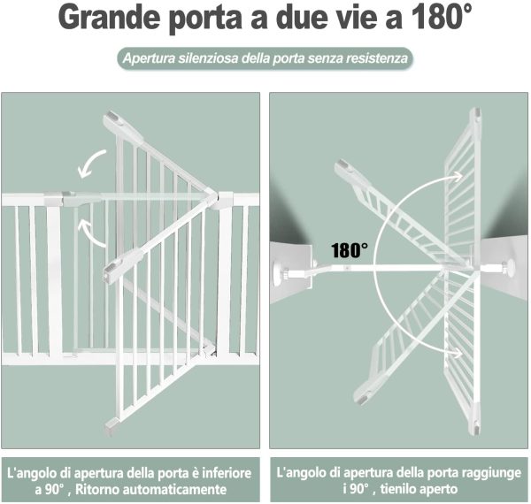 Cancelletto per Bambini, Cancelletto di sicurezza Senza foratura, Cancelletto per Cani Auto-Close, Cancello Sicurezza Bambini 90?? Stop, Estensibile Cancelletti per Bambini, Bianco, 82-89cm - immagine 5