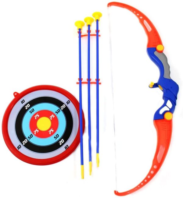 BAKAJI Set Arciere Tiro con l' Arco Giocattolo Bambini Arco Curato in Ogni Dettaglio + Bersaglio da Parete 23 cm 3 Frecce e Portafrecce Gioco Sport Esterno Interno - immagine 4