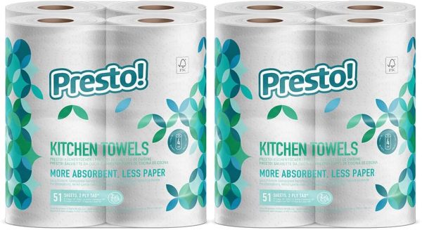 Amazon Brand - Presto! Tad Kitchen Rolls Extra Absorbent, 8 pack - immagine 4