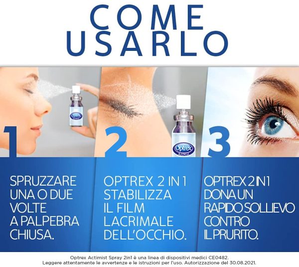 OPTREX Collirio Spray Actimist 2in1 Contro Prurito e Lacrimazione Eccessiva - immagine 2