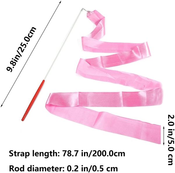 2 PCS Nastri per Ginnastica Nastro Danza Ginnastica Artistica Palestra Danza Nastri Streamer di Danza Ginnastica Ritmica Bacchetta Banda Ritmica, 2m, per Ginnastica Ritmica, Palo da Ballo - immagine 5