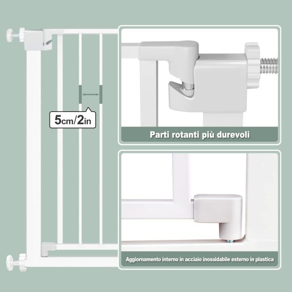 Cancelletto per Bambini, Cancelletto di sicurezza Senza foratura, Cancelletto per Cani Auto-Close, Cancello Sicurezza Bambini 90?? Stop, Estensibile Cancelletti per Bambini, Bianco, 82-89cm - immagine 6