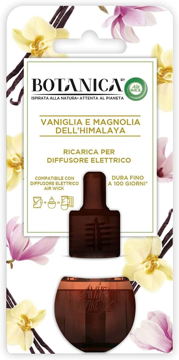 Airwick Botanica Diffusore di Oli Essenziali Elettrico, 1 Confezione con un Profumatore per Ambienti e una Ricarica fragranza Vaniglia e Magnolia dell'Himalaya, Fragranza Naturale - immagine 4