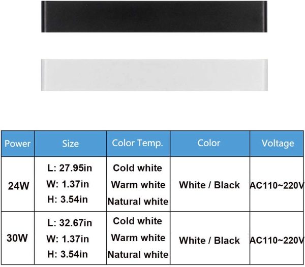 Applique da Parete Interni LED Impermeabile IP44 con Trasfomatore Lampada Parete Moderna Luce Bagno Specchio 24W Pari a 75W Luce Bianco Neutro 4000~4500K 3120 lumen Angolo a Fascio 120 Gradi - immagine 3