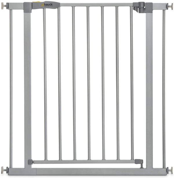 Hauck Cancelletto di Sicurezza per Bambini Stop N Safe 2 / per Aperture da 75 a 80 cm / a Pressione / Porte e Scale Interne / Estensibile con Estensioni Vendute Separatamente / Metallo Grigio