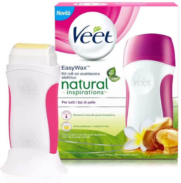 Veet Kit Roll-on Scaldacera Elettrico Easy Wax Natural Inspiration con 12 Strisce