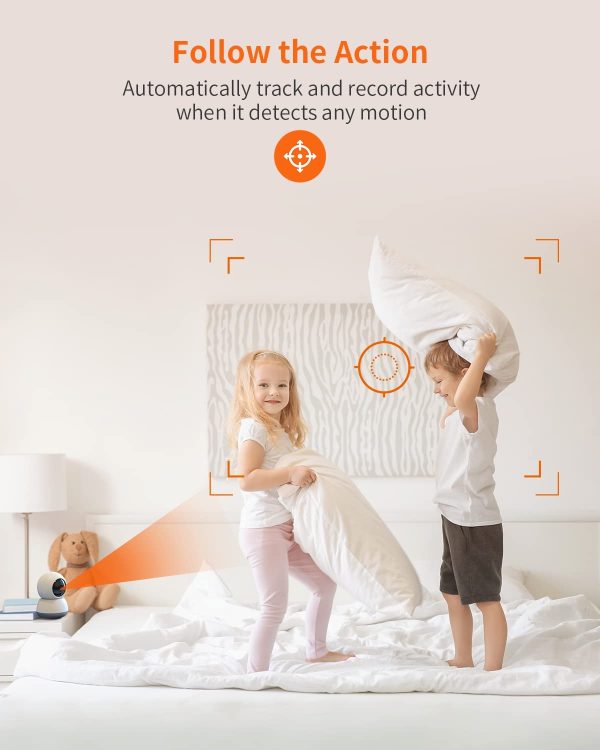 Telecamera Wi-Fi Interno con Aduio a 2 vie, Zoom Pan/Tilt per Baby Monitor con Fotocamera, Fotocamera Wi-Fi con Rilevamento di Movimento e Suono, Visione Notturna, Funziona con Alexa - immagine 9