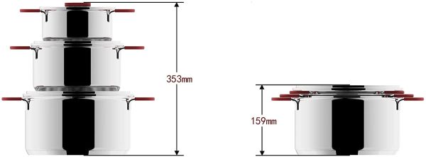 Amazon Basics 3 Pezzi Batteria di Pentole Antiaderenti a Induzione - Acciaio Inox - 16/20/24 cm - immagine 6