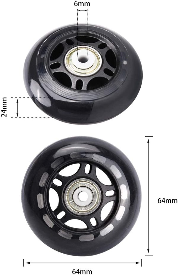 TOBWOLF - Rotelle per pattini in linea, 70/76 mm, 82/84 A, ricambio per pattini per ragazze e ragazzi, con cuscinetti ABEC 7, colore: Nero