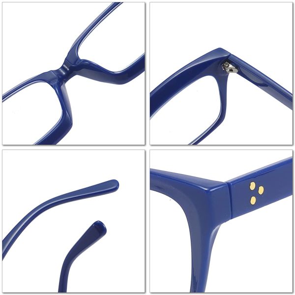 MMOWW Confezione da 3 Occhiali da Lettura Rettangolari - Oversized Square Frame Anti Luce Blu Occhiali donna uomo (Blu, +1.0)