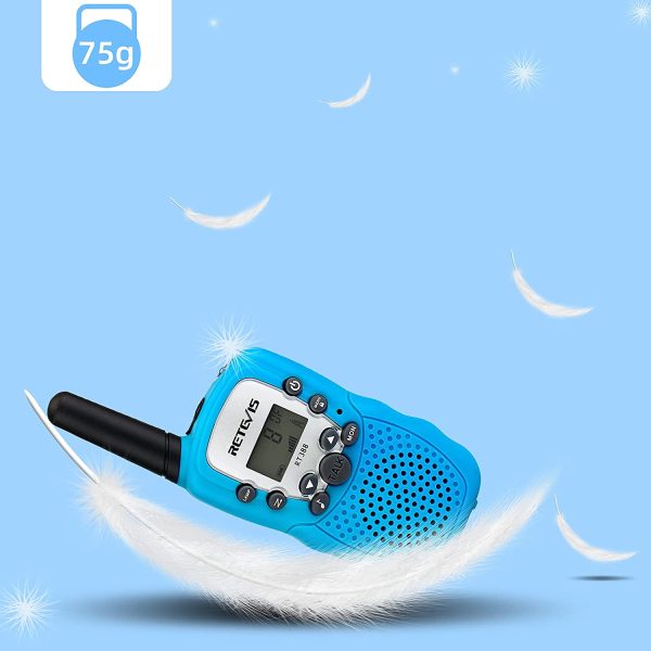 Retevis RT388 Walkie Talkie Bambini a Lungo Raggio, Torcia 8CH VOX per Ragazzi, Giocattoli per Bambini di 3-12 Anni, Regali di Compleanno per Attivit?? Indoor Outdoor (1 Coppia, Cielo Blu) - immagine 4