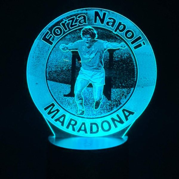 Calcio Napoli Maradona lampada led da tavolo notturna arredo decorazione cameretta bambino e tifosi del napoli