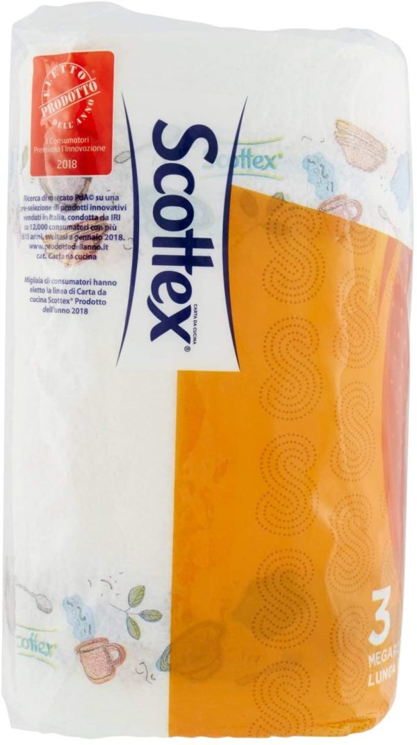 Scottex Quanto Basta, Carta Cucina Opzione Mezzo Strappo, Confezione da 3 Maxi Rotoli - immagine 3