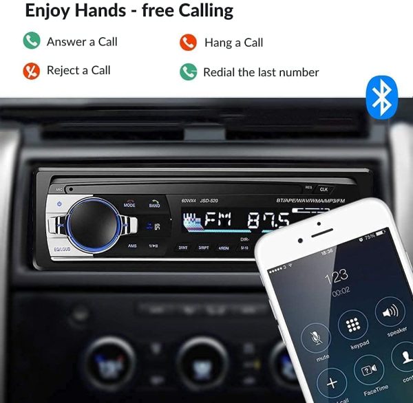 Autoradio Bluetooth 4.0 - 1 DIN - 4x40W - Funzione AUX, lettore MP3 e doppia porta USB, suono stereo FM, chiamate in vivavoce, telecomando, display LCD, iOS e Android - immagine 3