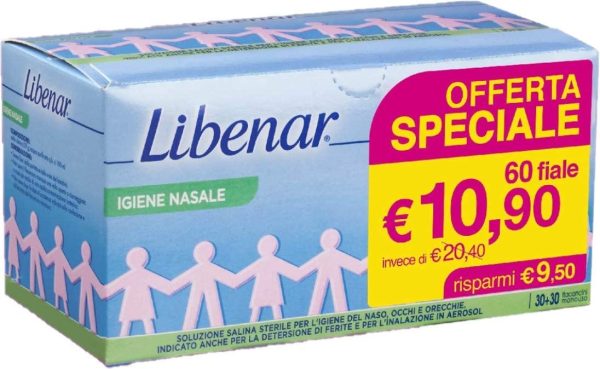 Libenar Soluzione Isotonica, Soluzione Fisiologica Salina per Detersione di Naso, Occhi, Orecchie e per l'Inalazione in Aerosol, Adatto a Neonati e Bambini, Flaconcini Monouso da 5 ml - 60 Flaconcini - immagine 3