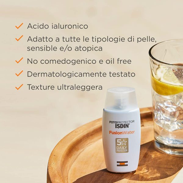 ISDIN Fotoprotector Fusion Water SPF 50 50ml | Fotoprotettore viso per uso quotidiano | Texture ultraleggera - immagine 9