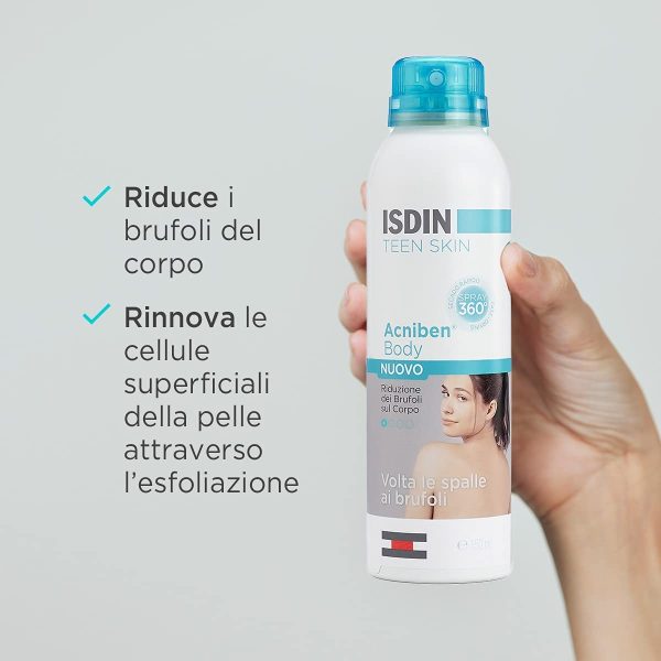 ISDIN Acniben Teen Skin Body Spray (150ml) | corpo a rapido assorbimento | Riduzione dei brufoli sul corpo - immagine 7