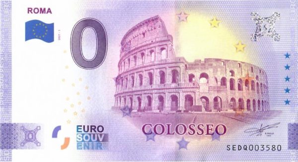 Banconota da 0 Euro Italia 2020 ?? Roma Colosseo ?? Souvenir Zero ?