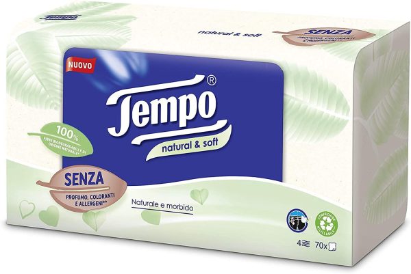 Tempo Fazzoletti in Box, 4 Veli Natural & Soft, 70 fazzoletti, 240 g - immagine 3