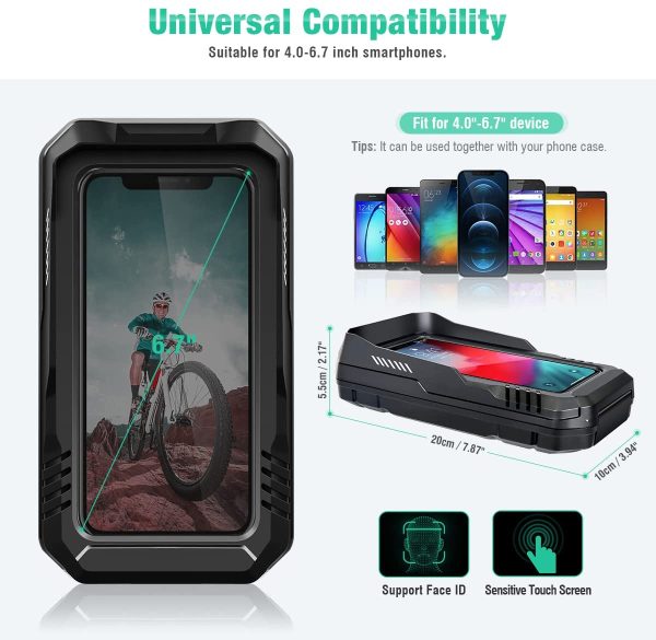 WACCET Porta Cellulare Bici Impermeabile, Porta Cellulare Moto Universale Supporto Cellulare Bici con Touch Screen in TPU/Face ID Rotazione a 360??Supporto Cellulare Moto per Smartphone 4,0-6,7"