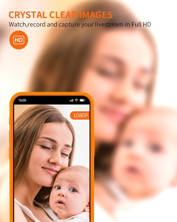 Telecamera Wi-Fi Interno con Aduio a 2 vie, Zoom Pan/Tilt per Baby Monitor con Fotocamera, Fotocamera Wi-Fi con Rilevamento di Movimento e Suono, Visione Notturna, Funziona con Alexa - immagine 3