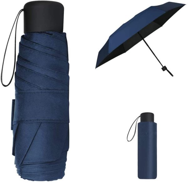 Vicloon Ombrello Pieghevole Antivento, Ombrello da Viaggio Portatile Leggero Compatto, Protezione Pioggia e UV Ombrello per Uomo e Donna Tascabile Adatto per Attivit?? All'aperto (Blu Navy)