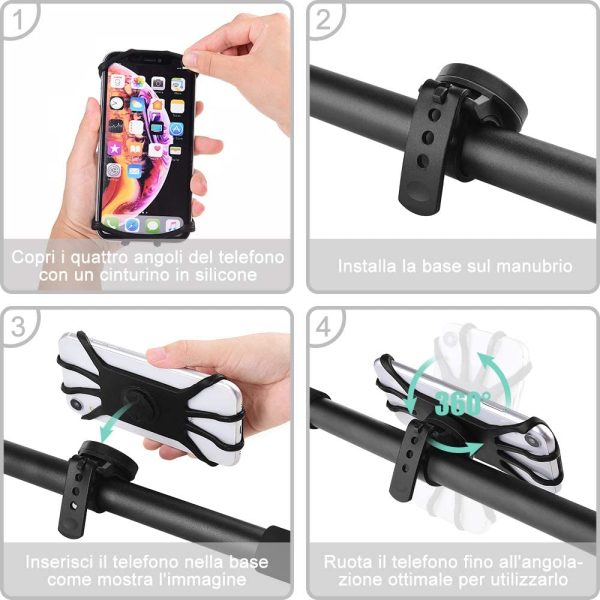 Porta Cellulare Bici, [Universale Versione] Supporto Telefono per MTB, Porta Cellulare Moto Staccabile con Rotazione a 360?? per iPhone 13/12/11/ X/XS/XR 7 8 Plus/Samsung/Huawei - immagine 4