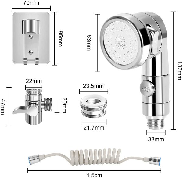 LAOYE Doccetta per Lavandino Universale Doccino per Lavandino per Lavare i Capelli Soffione Doccia per Lavandino con Tubo 1.5m e Supporto, Doccetta per Lavandino Bagno Cucina per Animali Domestici - immagine 4