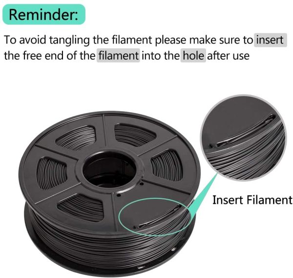 Filamento ABS 1,75 mm per stampa 3D, filamento ABS SUNLU nero 1,75 +/- 0,02 mm, 1 kg/bobina per stampante 3D FDM - immagine 6