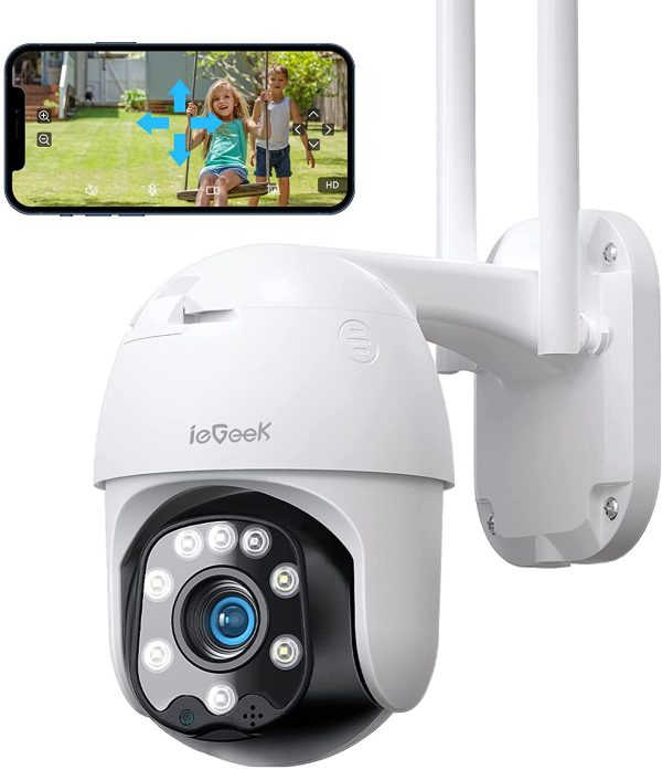 Telecamera Wi-Fi Esterno  360?? PTZ WiFi Videocamera Sorveglianza con 1080P Visione notturna a colori, Tracciamento Automatico, IP66 Impermeabile, Rilevamento del movimento, Audio bidirezionale - immagine 8