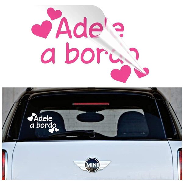 Adesivo auto bimbo bimba personalizzato. Baby on board, beb?? a bordo, bambino adesivo macchina - immagine 2