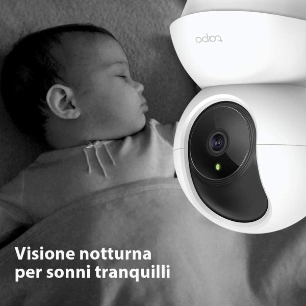 Telecamera Wi-Fi Interno Videocamera Sorveglianza 1080P, Visione Notturna, Audio Bidirezionale, Bianco