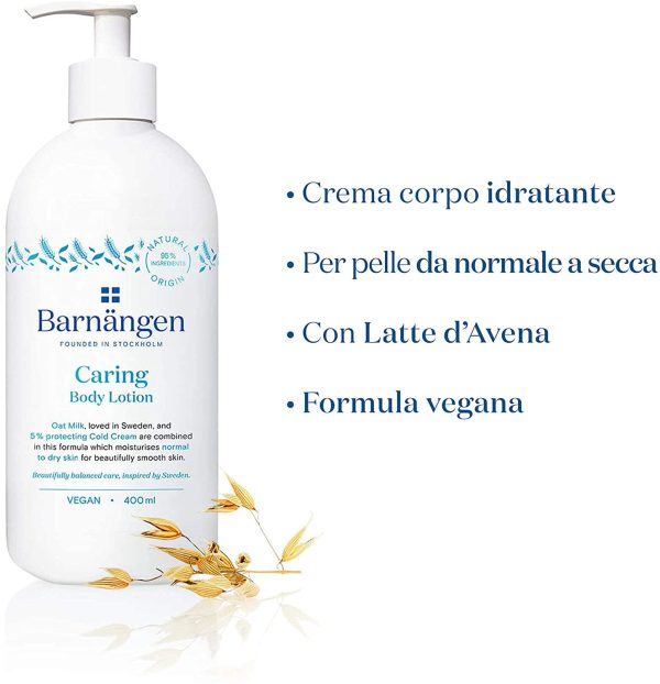 Barn?ngen, Crema Corpo Caring, Lozione Corpo, Trattamento Idratante all'Avena e Protecting Cold Cream, Ideale per Pelli Normali e Secche, Flacone da 400 ml