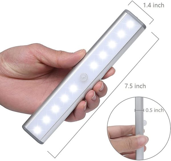 Luce a LED Magnetica Ricaricabile con USB|10 LED,Sensore di Movimento,Automatica.Ideale per Armadi,Pensili,Dispense.Portatile,senza fili,senza batterie,si attacca ovunque Confezione da 2 ?? - immagine 7