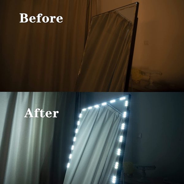 Luci per Specchio da Trucco a LED Dimmerabile con 60 LEDs,Luci da Specchio Bianco Freddo 6000K,2.7M,per Specchio a Figura intera,Toletta,Specchio da Bagno,Mobile da Cucina,IP65 - immagine 3