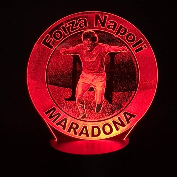 Calcio Napoli Maradona lampada led da tavolo notturna arredo decorazione cameretta bambino e tifosi del napoli - immagine 2