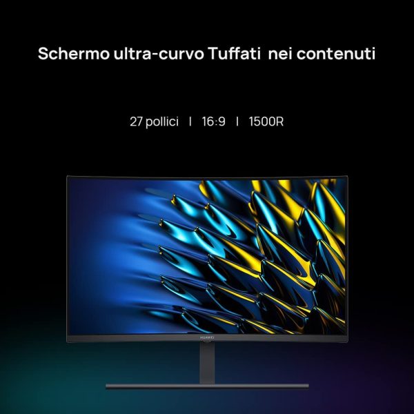 MateView GT 27'' Monitor da gioco curvo, 27 pollici, 165Hz, 16:9 QHD 2560 x 1440, 2K, 1500R, gamma cromatica P3 di livello cinematografico, tecnologia HDR, certificazione T??V Rheinland, Black