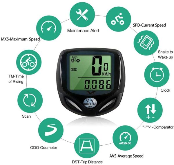 DINOKA Contachilometri Bici Senza Fili,YS Computer di Bicicletta,Impermeabile Bici Computer per Tachimetro Bici Wireless Ciclocomputer con Display Retroilluminato,la Distanza di Tracciamento,velocit?? - immagine 6