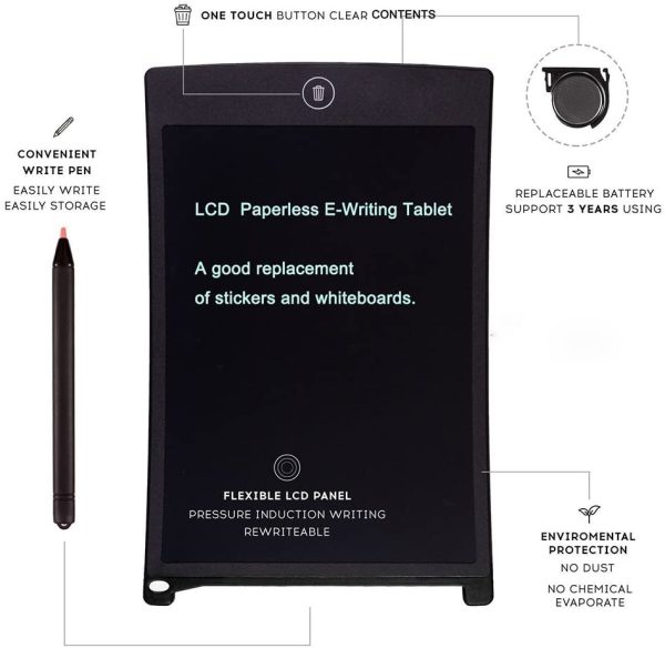 Tavoletta Grafica LCD 8.5 Pollici  Digitale Scrittura Tavola da Disegno eWriter Lavagna Eelettronica LCD Writing Tablet Drawing Pad Regalo per Bambini, Insegnante, Studenti, Progettista (Nero) - immagine 7