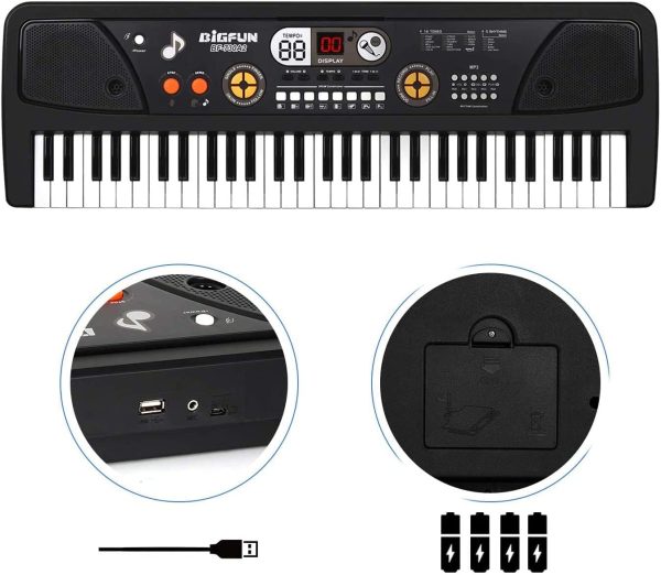 Shayson Pianola Bambini Musicale Tastiera per Bambini 61 Tasti, Pianoforte con Microfono Per Bambini, Regalo Ideale per Bambini e Principianti - immagine 4