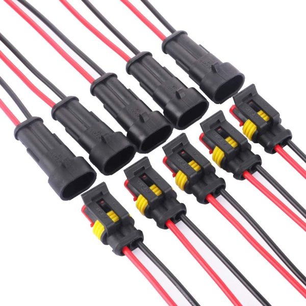 5 Kit 2 Pin Auto Impermeabile Connettore, Connettori Elettrici per Presa, Auto Electrical Connector Spina con Filo, Isolato e Sigillato - immagine 3