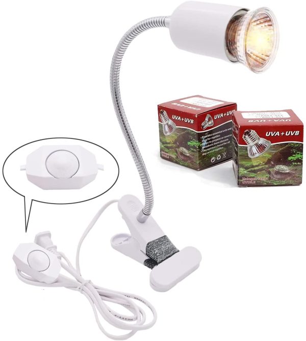 Lampada riscaldante per tartaruga acquario lampada riscaldante per rettili E27 UVA + UVB lampada hot spot per rettili acquario per rettili 25W-75W (bianco) - immagine 5